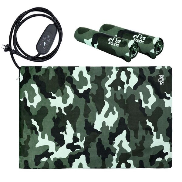 Electric Pet Dog Heater Pad Heating Heated Mat Blanket Cat Bed Thermal Protection Timer 50x40cm with 2 Cloth Covers