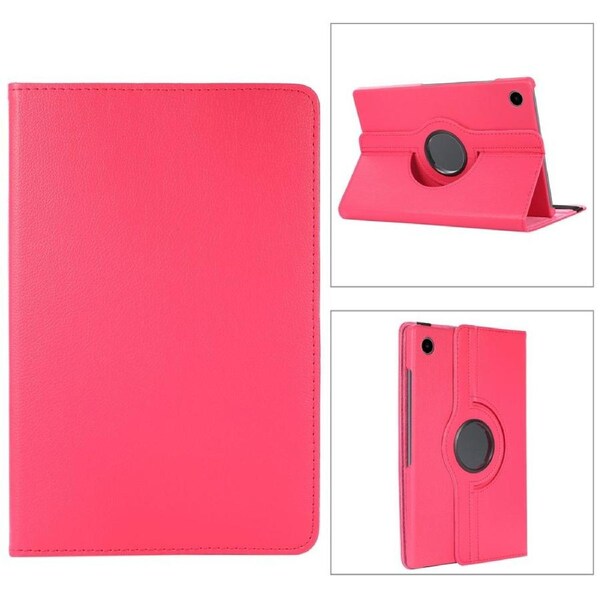 For Samsung Galaxy Tab A8 10.5in (2021) Case, Rotatable Lychee Texture PU Leather Case, Rose Red