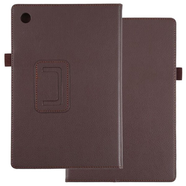 For Samsung Galaxy Tab A8 10.5in (2021) Case, Lychee Texture PU Leather Cover, Brown
