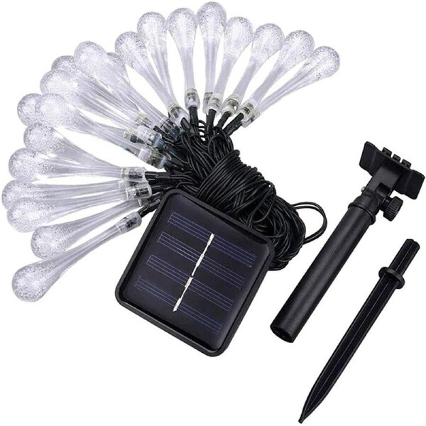 Ozoffer 7M 50LED Solar String Lights Waterdrop Outdoor Christmas Garden Party Waterproof