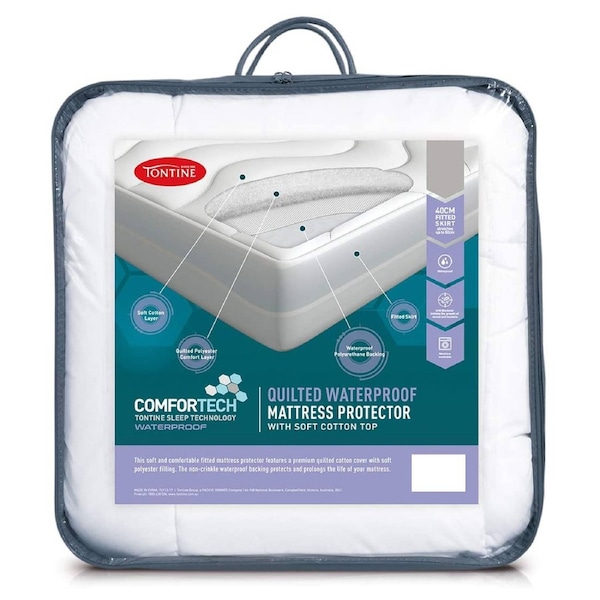Tontine 92x188cm Comfortech Quilted Waterproof Mattress Protector Single Bed