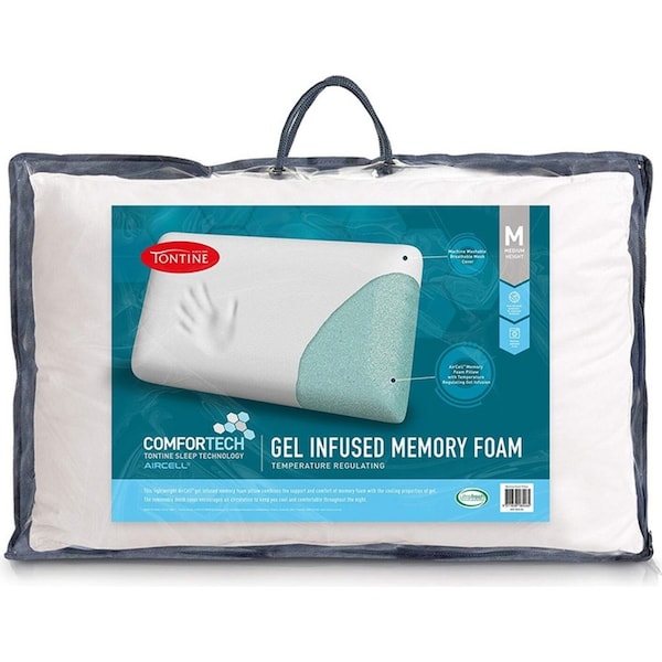 Tontine 58x38cm Comfortech Gel Infused Memory Foam Pillow Medium Height White