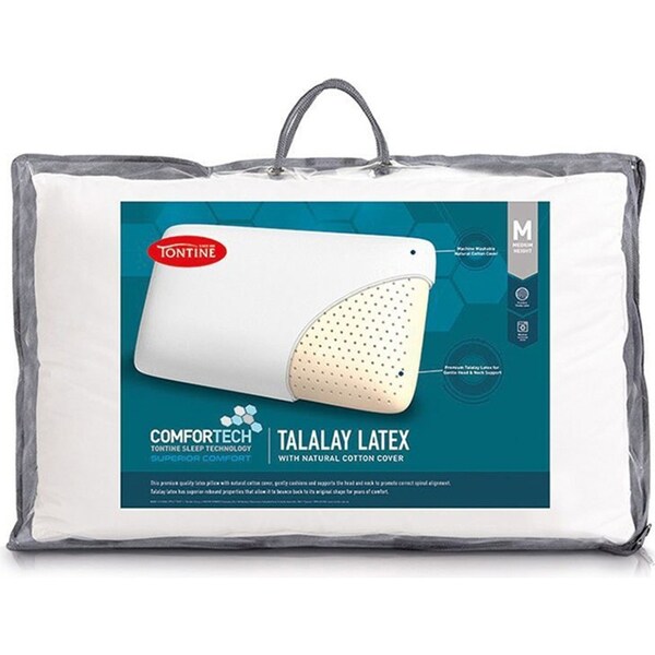 Tontine 40x60cm Comfortech Talalay Latex Cotton Pillow Medium Height Home Bed