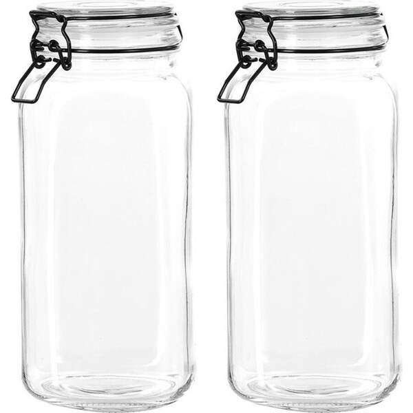 2x Lemon & Lime Fido 2.1L/26cm Glass Clip Jar Canister Storage/Container Clear