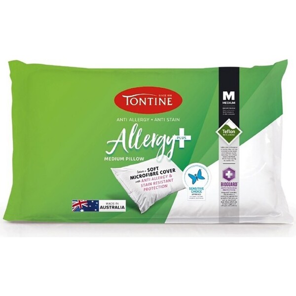 Tontine 46x72cm Allergy Plus Cotton Sleep Pillow Medium Profile Home Bedding