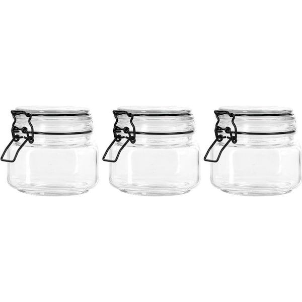 3x Lemon & Lime Fido 500ml/11cm Glass Clip Jar Canister Storage/Container Clear