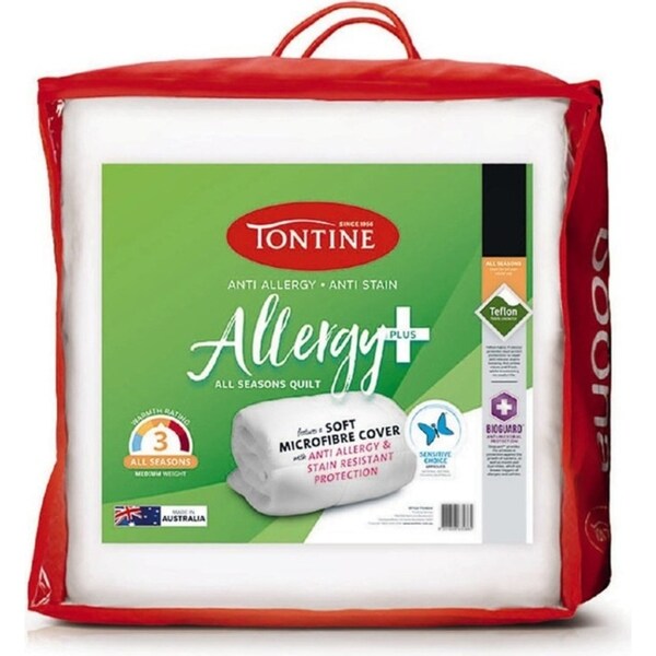 Tontine 140x210cm Allergy Plus All Season Microfibre Quilt Home Single Bed Doona