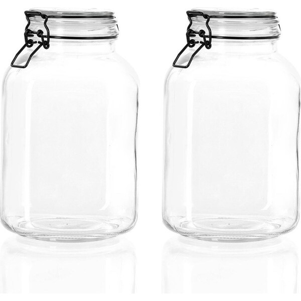 2x Lemon & Lime Fido 3L/23.5cm Glass Clip Jar Canister Storage/Container Clear