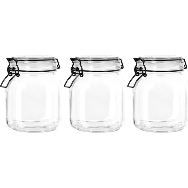 3x Lemon & Lime Fido 1L/15cm Glass Clip Jar Canister Food Storage/Container CLR