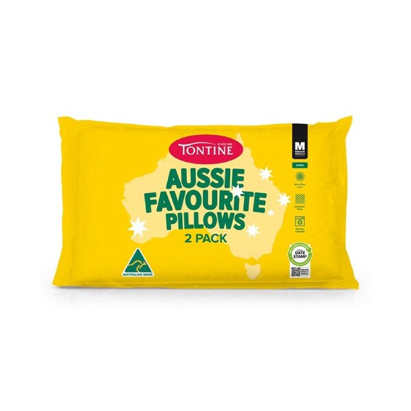 2pc Tontine 46x72cm Aussie Favourite Pillow Medium Profile Home Bedding