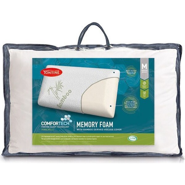 Tontine 46x72cm Comfortech Bamboo Cover Memory Foam Pillow Medium Height White