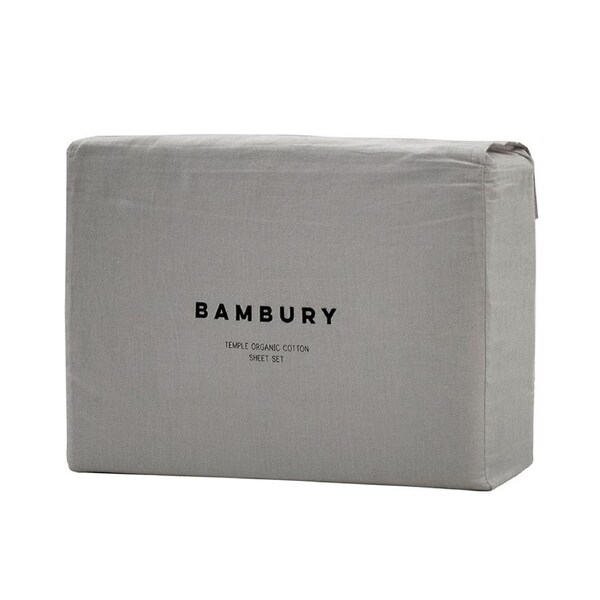 Bambury Temple Organic Cotton Sheet Set 137X193X40cm - Grey - Double