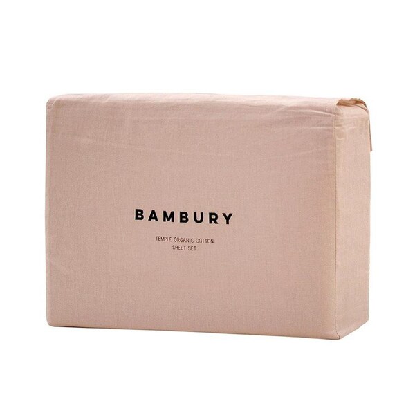 Temple Organic Cotton Sheet Set Rosewater Double 137X193X40cm Bambury