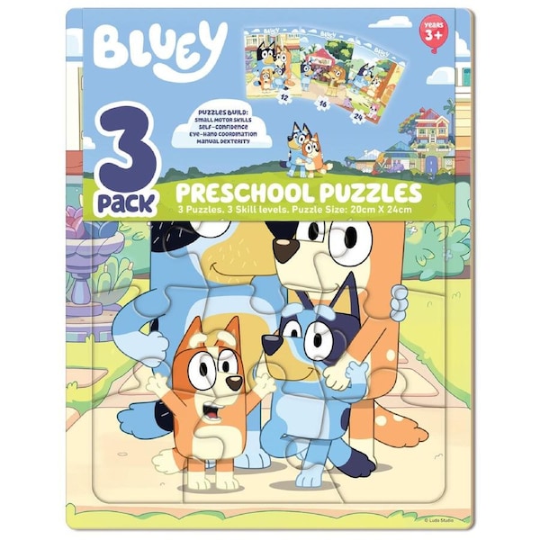 Bluey 3 Pack Preschool Puzzle