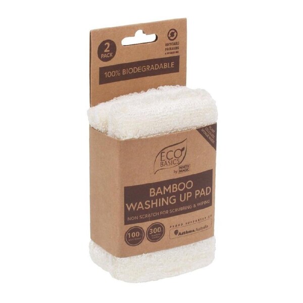 White Magic Eco Basics Bamboo Washing Up Pad Pack 2