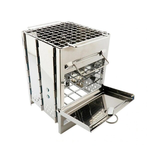 Portable Barbecue Steel Wood Burning Folding Camping Tool