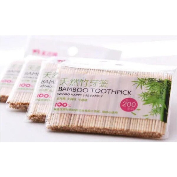 5 Bags 1000 Pieces Premium Quality Bamboo Toothpick Natural Healthy Smooth