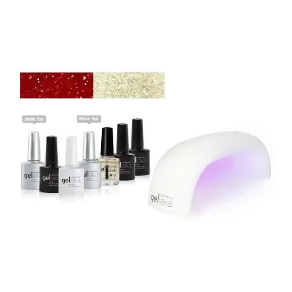 Gellaka 7-Piece Pro Matte Or Shine Gel Nail Kit - Sassy