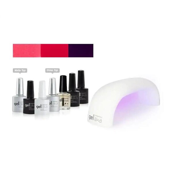 Gellaka 8-Piece Pro Matte Or Shine Gel Nail Kit - Rosy Day