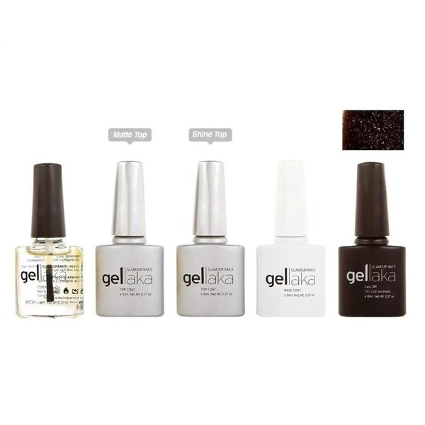 Gellaka 5-Piece Essential Gel Manicure Set with 1 Color - Hot Fudge