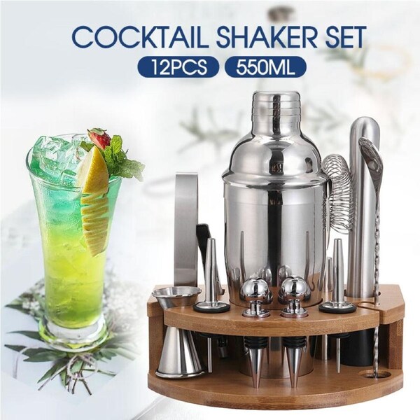 Ozoffer Cocktail Shaker Set Maker Mixer Martini Spirits Bar Strainer Bartender 12PCS Kit