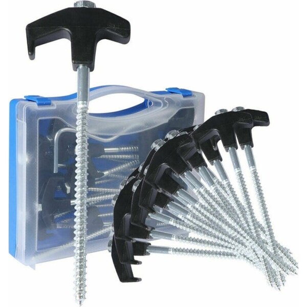 20x Camping Tent Pegs Heavy Duty Screw Steel In Ground Camping Outdoor Stakes