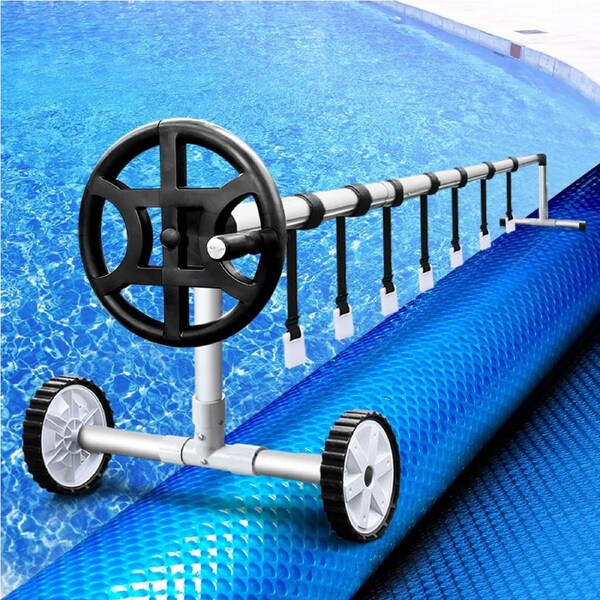10x4m Aqua Buddy Pool Cover 500 Micron Blue Swimming Pool Solar Blanket 4m Roller