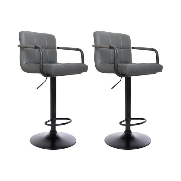 CHOTTO - Hiro Adjustable Swivel Bar Stool - Grey x 2
