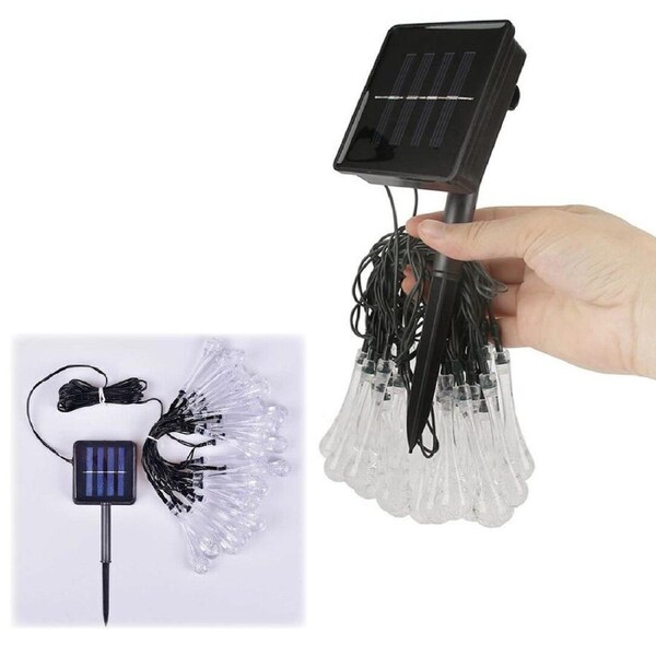 7M Solar Raindrop Fairy String Lights 50 LED RGB Garden Outdoor Lamp Party Decor