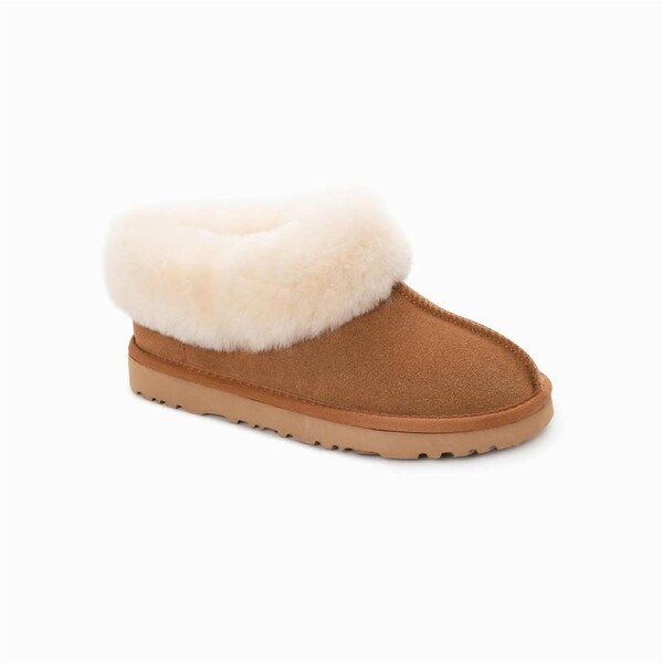 Ugg Slippers Collar Unisex Premium Sheepskin Slippers Suede Ozwear Ugg EU41 / AU8M/10L / 271mm / CHESTNUT