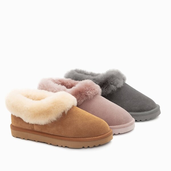 Ugg Slippers Avery Unisex Premium Sheepskin Slippers Suede Ozwear Ugg EU36 / AU3M/5L / 231mm / CHESTNUT