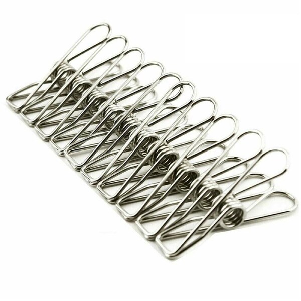 120PCS Stainless Steel Clothes Pegs Hanging Clip Pins Laundry Windproof Clamp