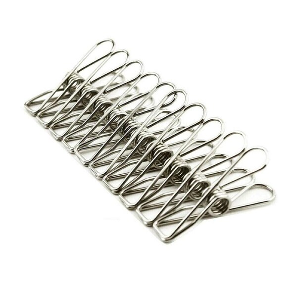 60PCS Stainless Steel Clothes Pegs Hanging Clip Pins Laundry Windproof Clamp