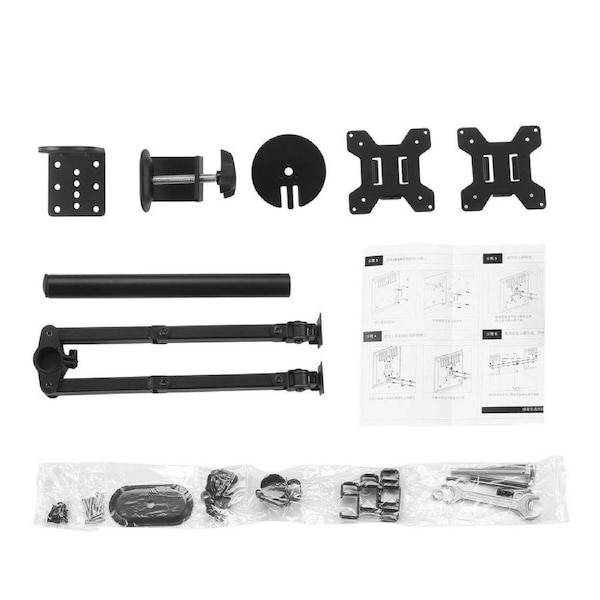 Dual HD LED Desk Mount Monitor Stand 2 Arm Display Bracket LCD Screen TV Holderp