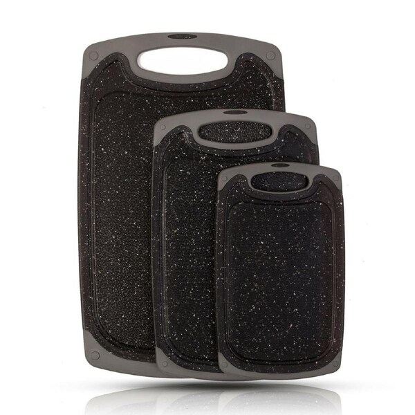 Plastic Chopping Boards Cutting Board Set for Kitchen Black Marble Juice Groove