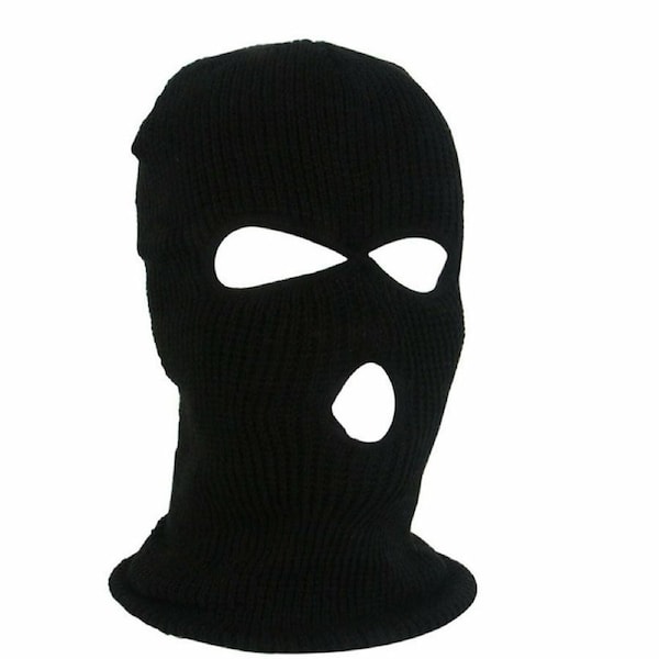 3 Holes Black Balaclava Style Mask Neck Warmer Ski Hat