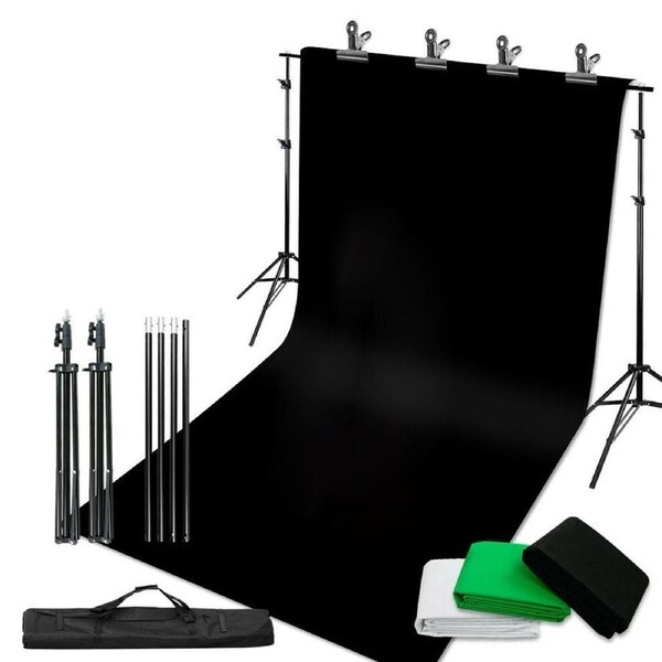 2X3M Larger Backdrop ChromaKey Green Screen Black White Background Stand KIT+BAG