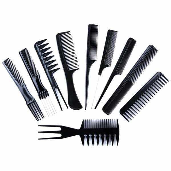 10Pcs Per Set Beauty Salon Hair Styling Hairdressing Plastic Barbers Brush Combs Set