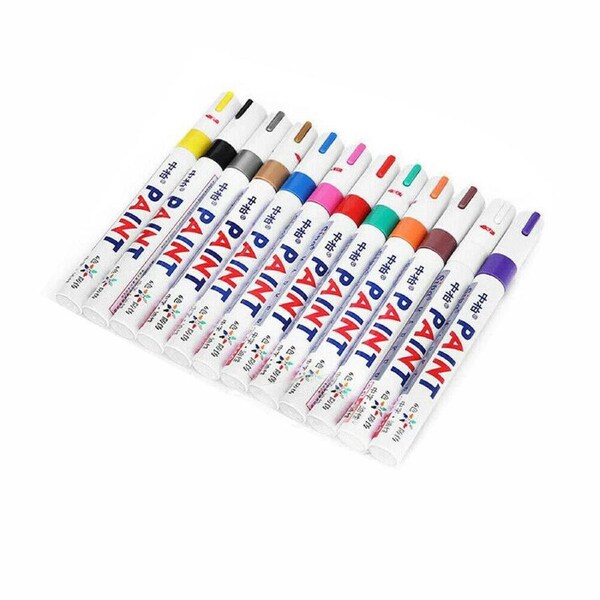 12pcs Multicolored Rubber Permanent Paint Marker Pens Car Tyre Tread Waterproof