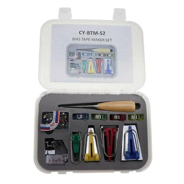 DIY Bias Binding Tape Maker Kit Quilting Binder Fabric Sewing Foot Tool Set
