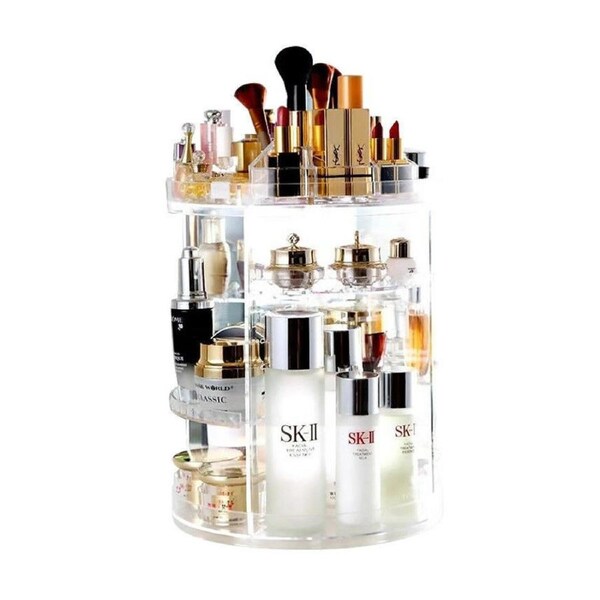360 Rotating Acrylic Makeup Organiser Cosmetics Brush Holder - Clear