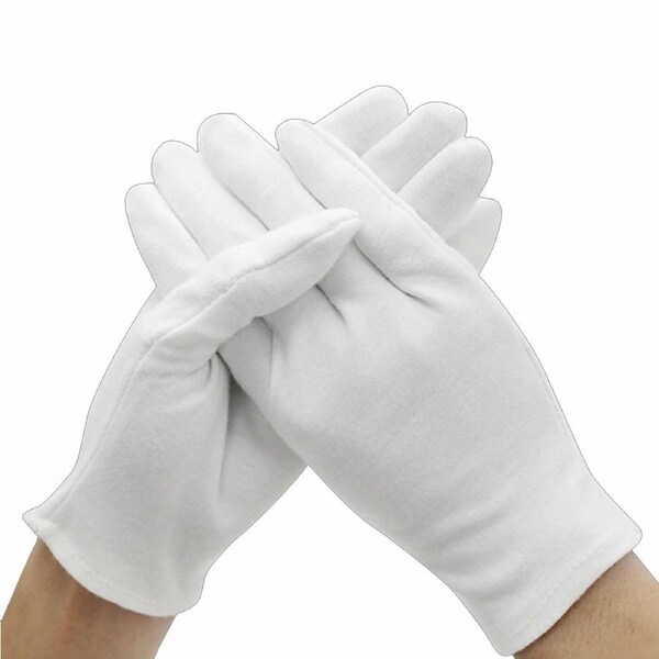 5 Pairs Hands Soft Cotton Costume Jewellery White Gloves Work Protector Handling