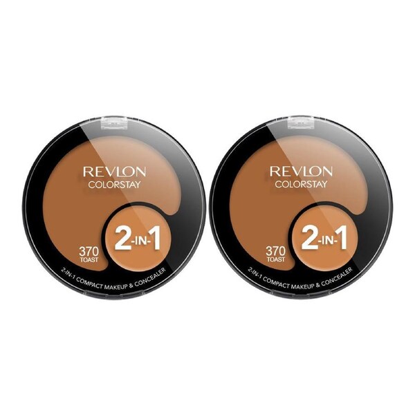 Revlon ColorStay 2-in-1 Compact Makeup & Concealer 370 TOAST - 2 pack