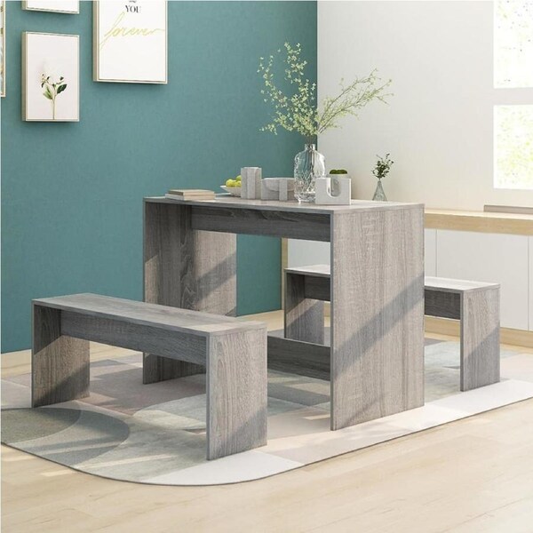 3 Piece Dining Set Grey Sonoma Engineered Wood vidaXL