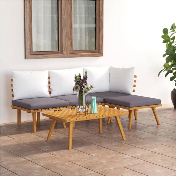 5 Piece Garden Lounge Set with Cushions Solid Wood Acacia vidaXL