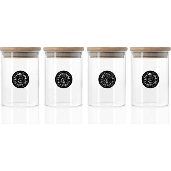 4x Lemon & Lime Camden 250ml Glass Jar Food Storage Airtight Container CLR w/Lid