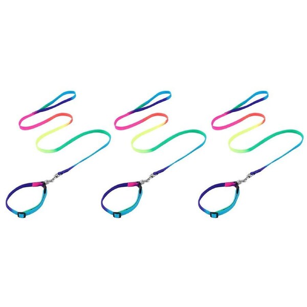 3x Paws & Claws Cat Collar 1.2m Pet Lead Set Adjustable 25-40cm Walking Harness