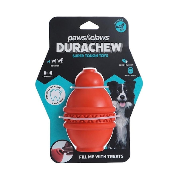 Paws & Claws 12cm Dura Chew Treat Tumbler Lge Pet Interactive/Play Toy Assorted
