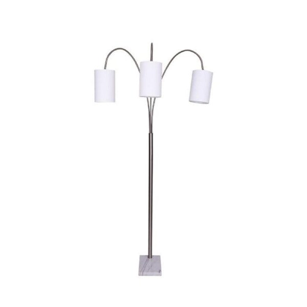 SARANTINO 3-LIGHT METAL ARC FLOOR LAMP - NICKEL & MARBLE FINISH
