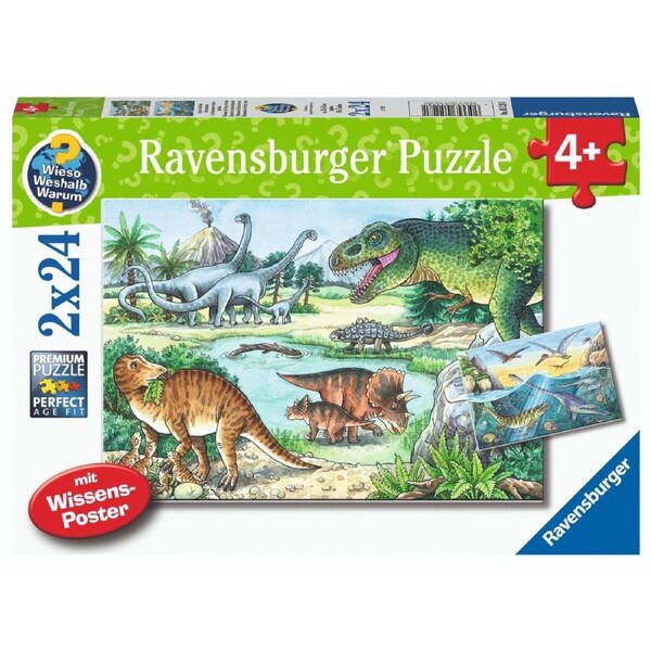 Ravensburger - Dinosaurs Of Land and Sea Puzzle 2x24 Piece